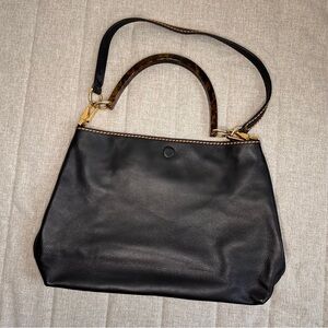 VTG Plinio Visona Italy Reversible Designer Black Leather Animal Print Purse Bag